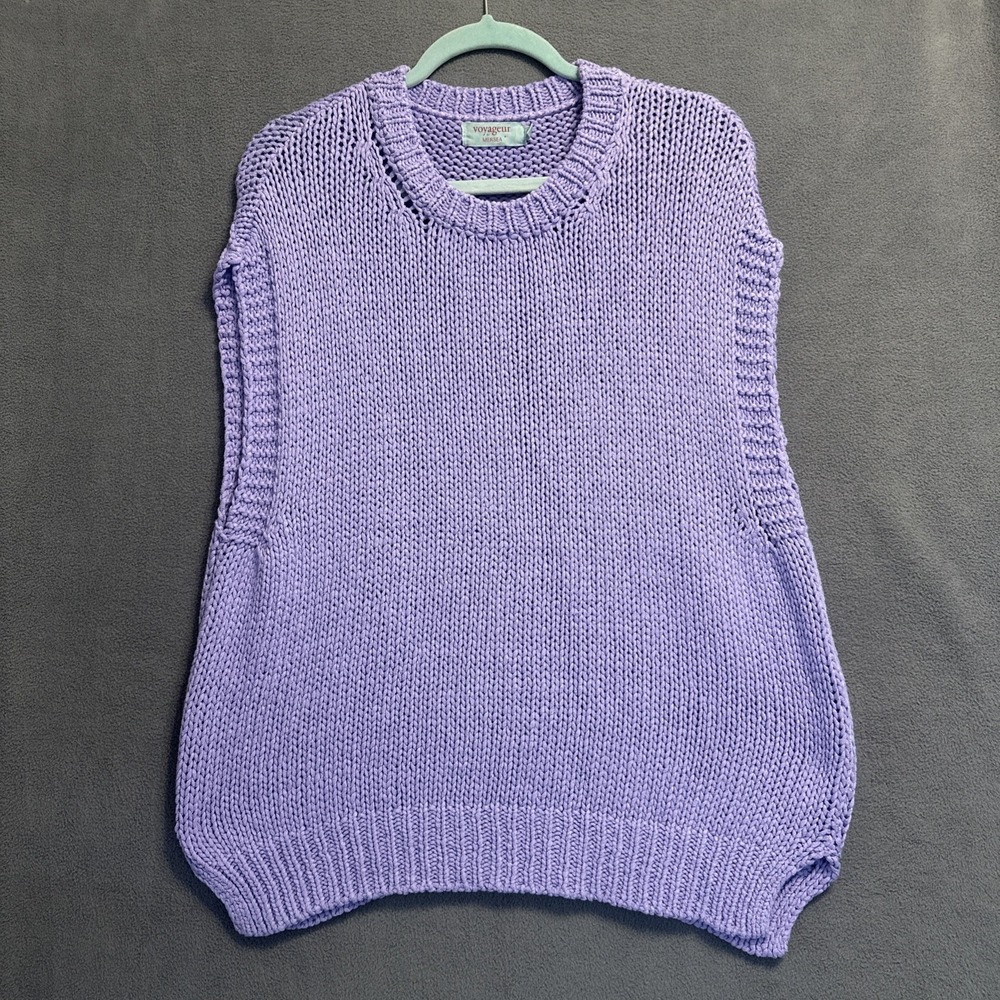 Voyageur By Mersea Amalfi Cotton Sweater Vest S Lavender Knit Made in Italy